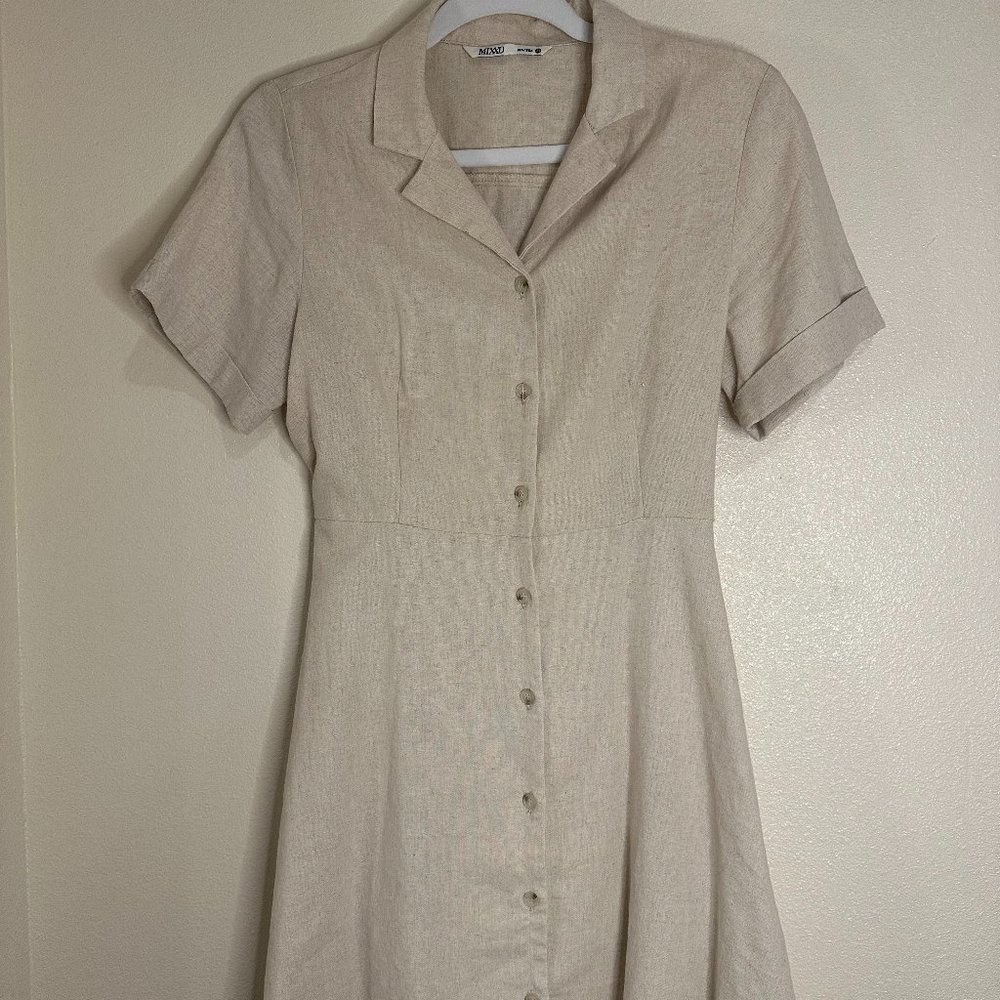Button Up Beige Dress